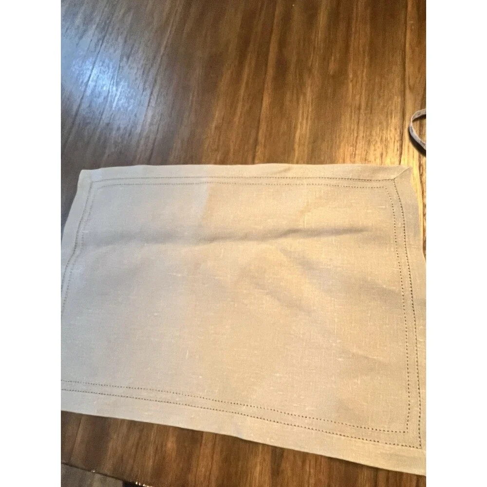 Vintage Set of 6 green Placemats Linen sage soft light 19”x14” table decor